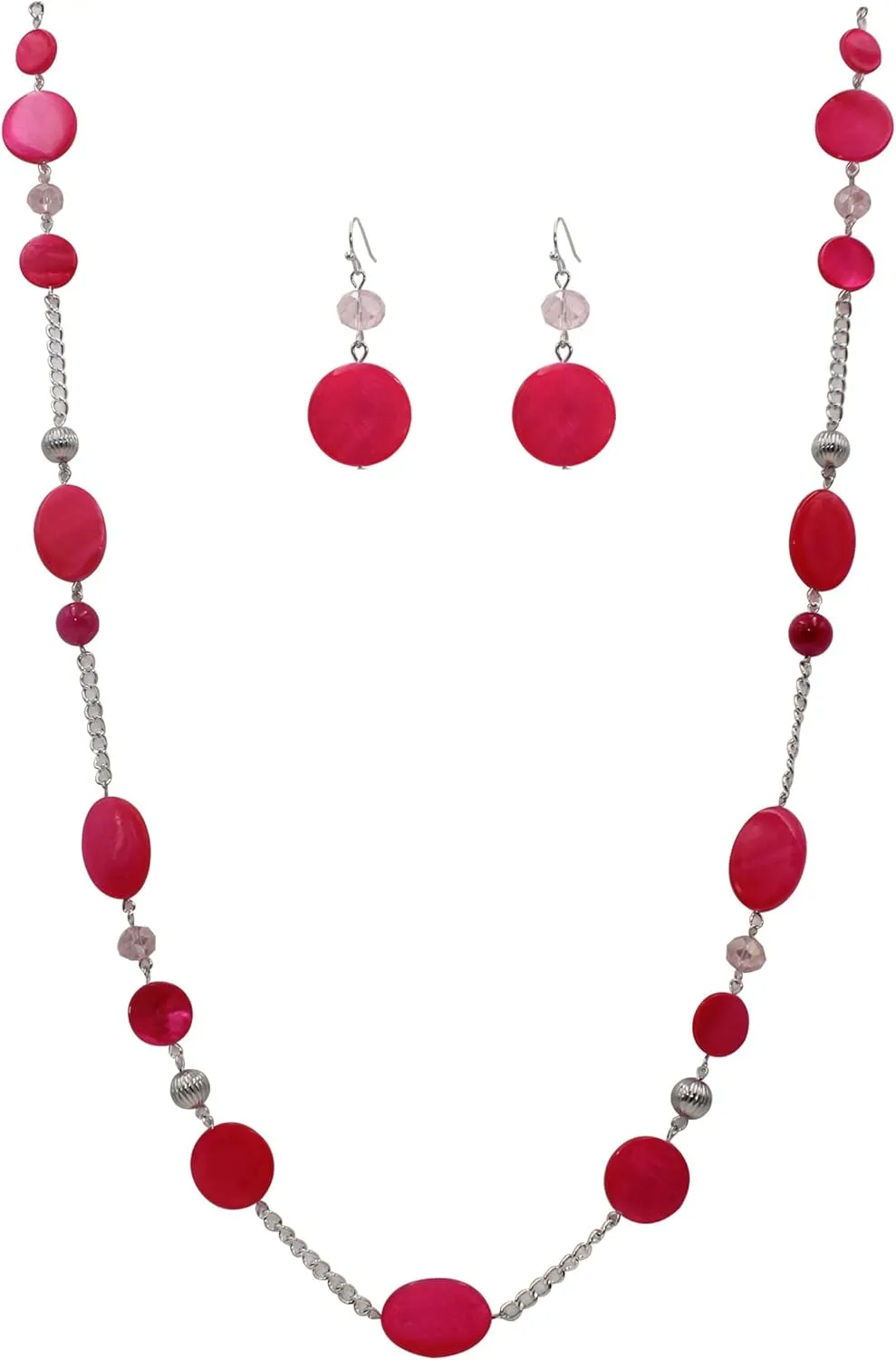 Long Bead Necklaces For Women Link Chain Multi Color Necklace Earring Set Shell Stone Beads Fashion Necklace Gift