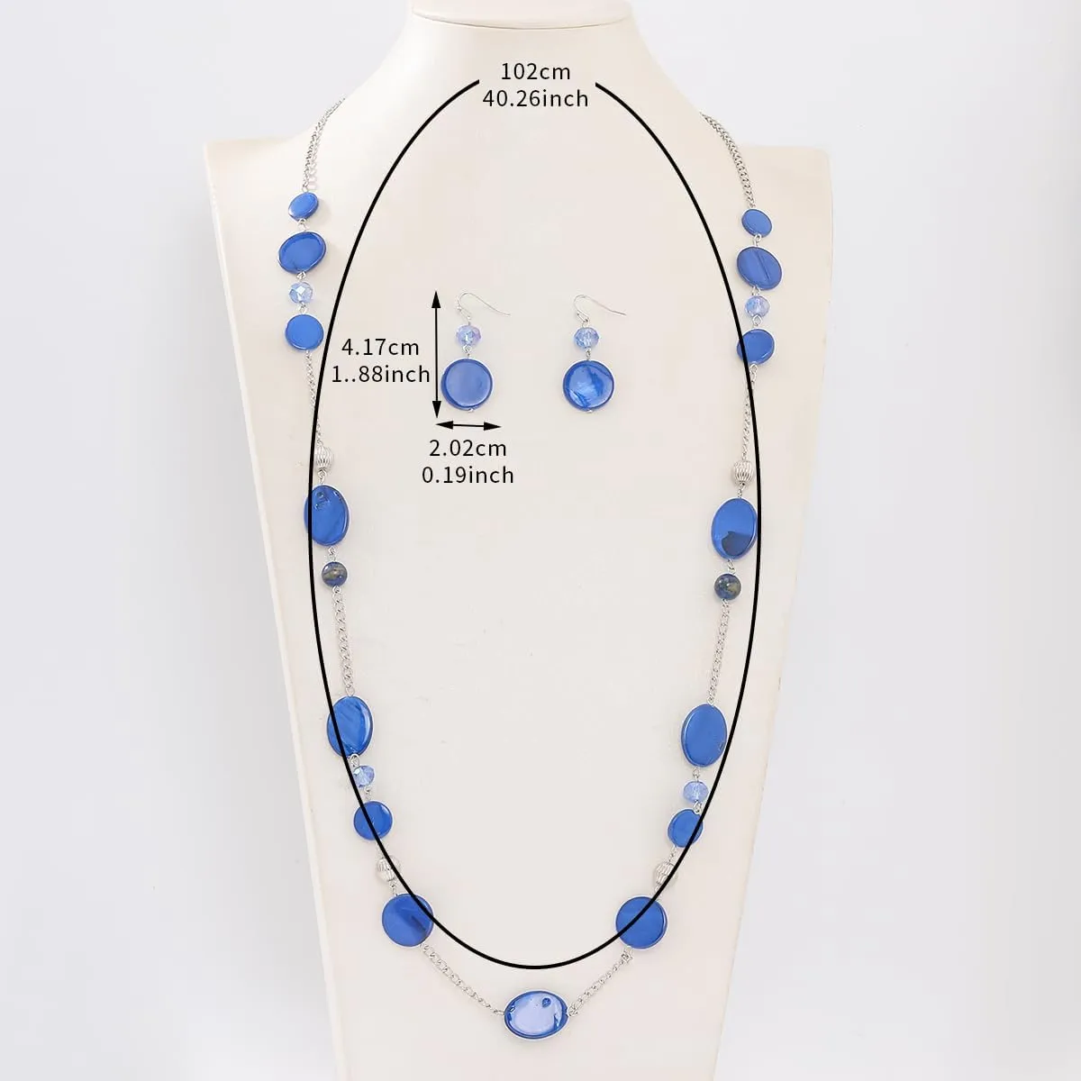 Long Bead Necklaces For Women Link Chain Multi Color Necklace Earring Set Shell Stone Beads Fashion Necklace Gift