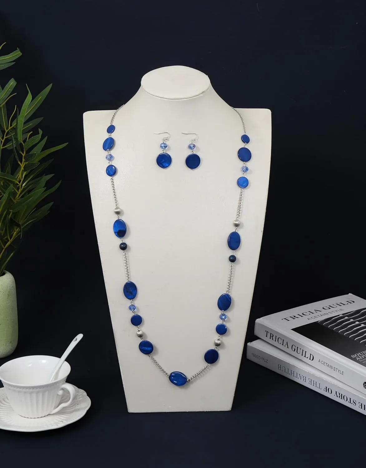 Long Bead Necklaces For Women Link Chain Multi Color Necklace Earring Set Shell Stone Beads Fashion Necklace Gift