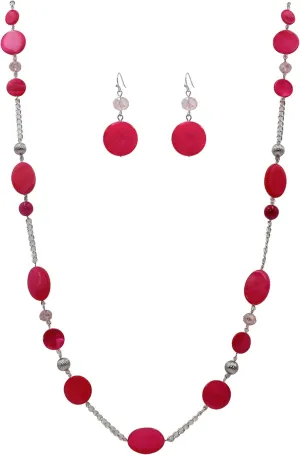 Long Bead Necklaces For Women Link Chain Multi Color Necklace Earring Set Shell Stone Beads Fashion Necklace Gift