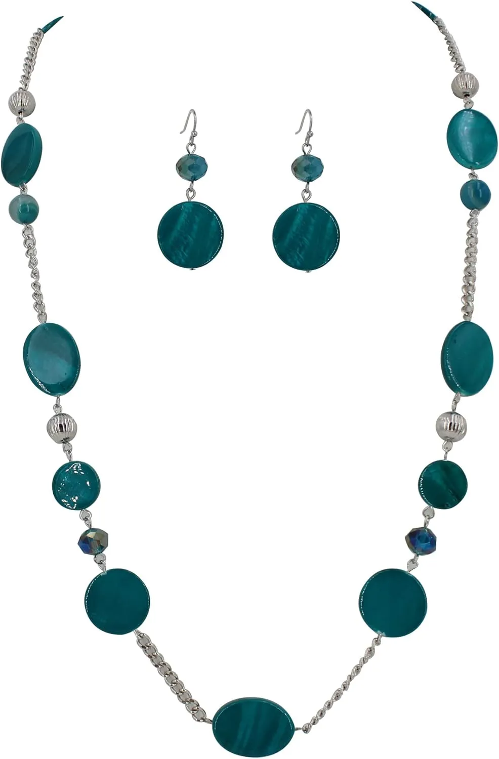 Long Bead Necklaces For Women Link Chain Multi Color Necklace Earring Set Shell Stone Beads Fashion Necklace Gift