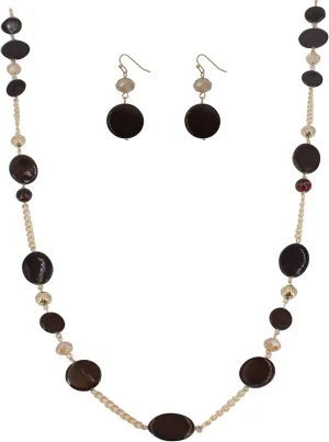 Long Bead Necklaces For Women Link Chain Multi Color Necklace Earring Set Shell Stone Beads Fashion Necklace Gift