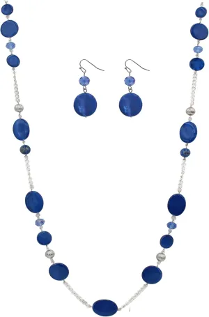 Long Bead Necklaces For Women Link Chain Multi Color Necklace Earring Set Shell Stone Beads Fashion Necklace Gift