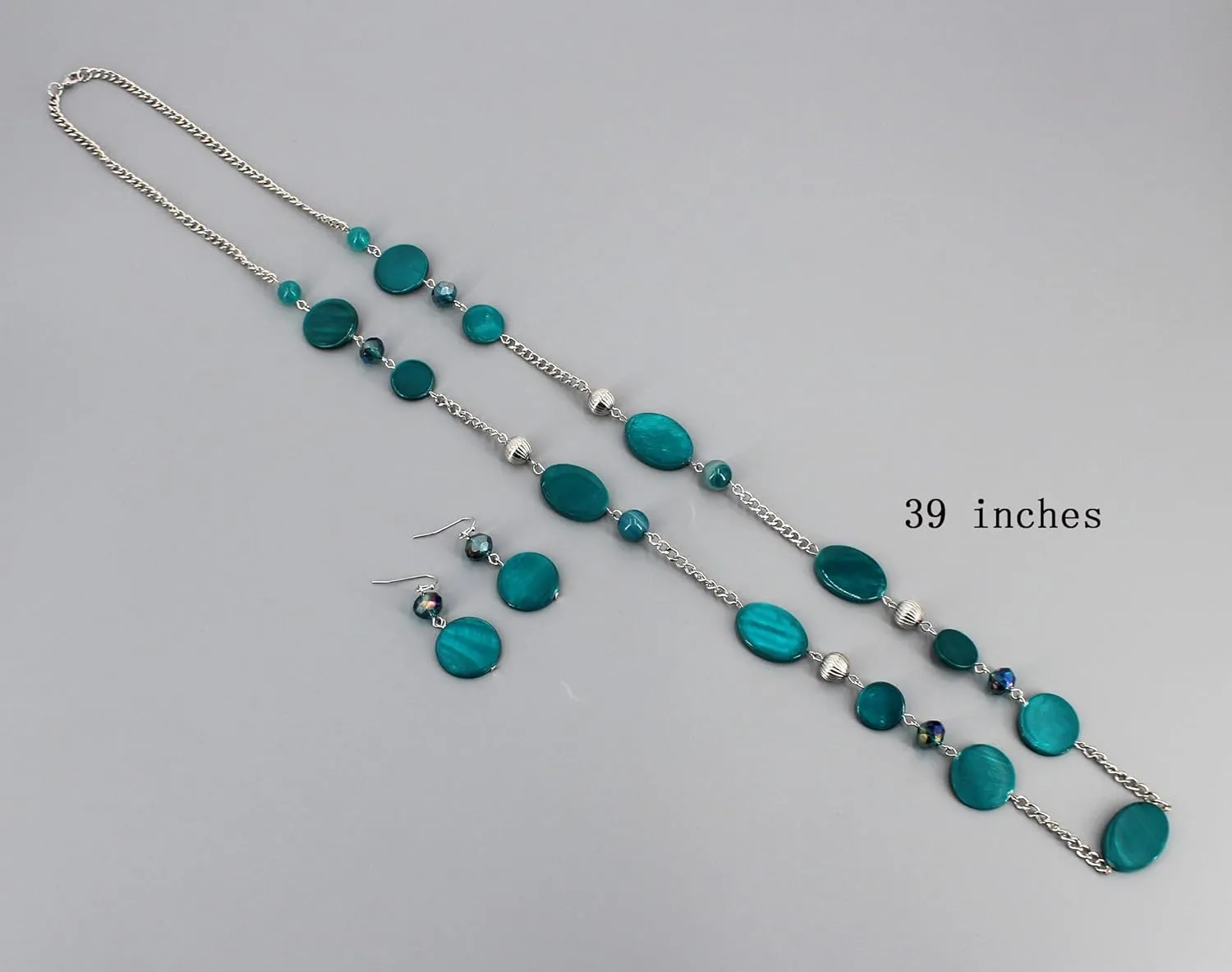 Long Bead Necklaces For Women Link Chain Multi Color Necklace Earring Set Shell Stone Beads Fashion Necklace Gift