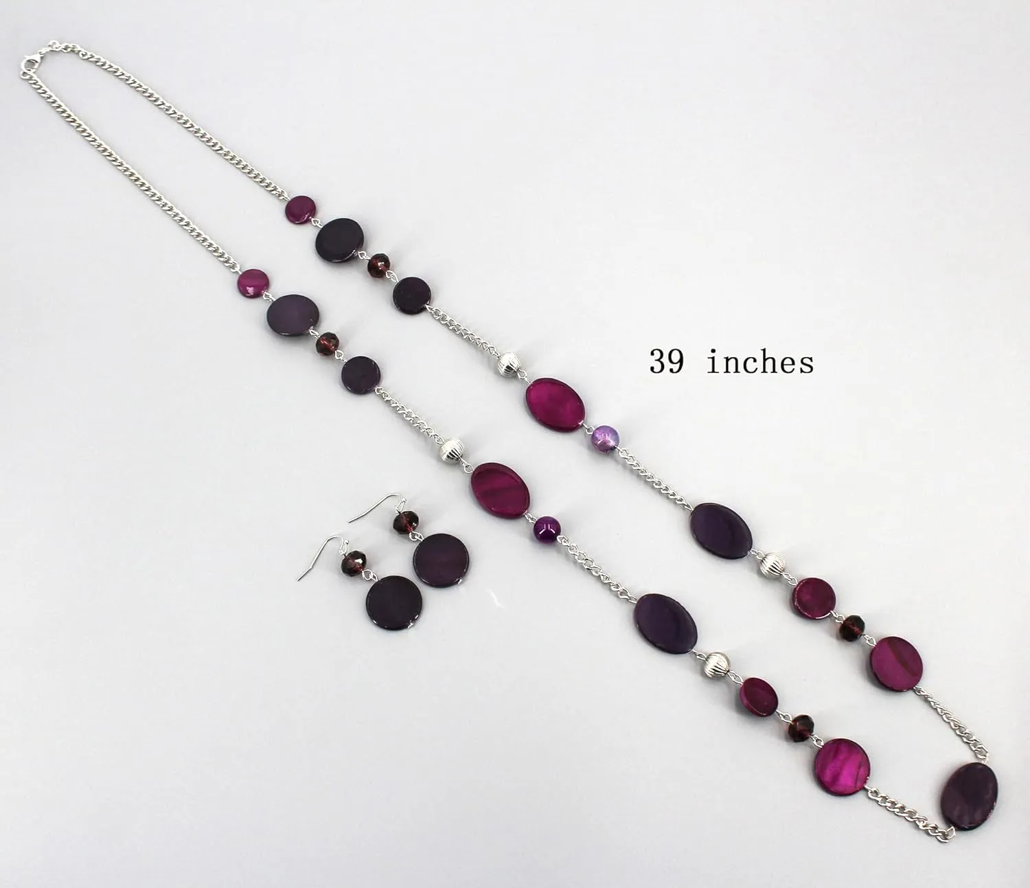 Long Bead Necklaces For Women Link Chain Multi Color Necklace Earring Set Shell Stone Beads Fashion Necklace Gift