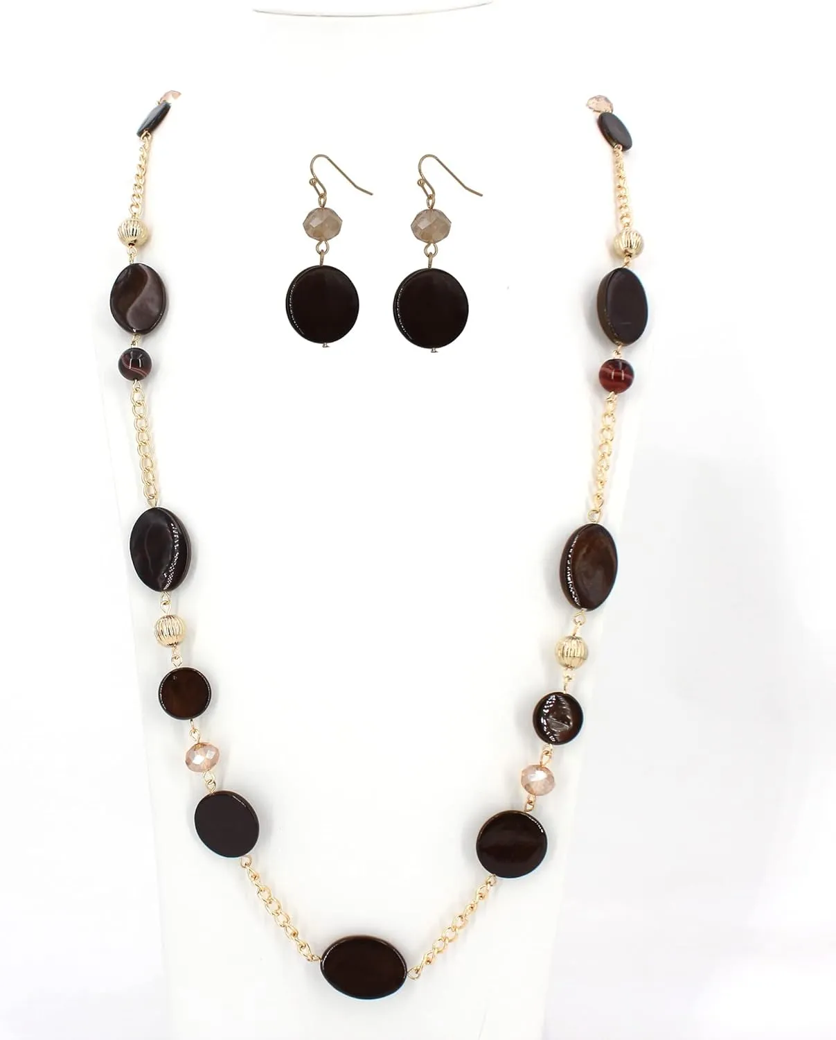 Long Bead Necklaces For Women Link Chain Multi Color Necklace Earring Set Shell Stone Beads Fashion Necklace Gift