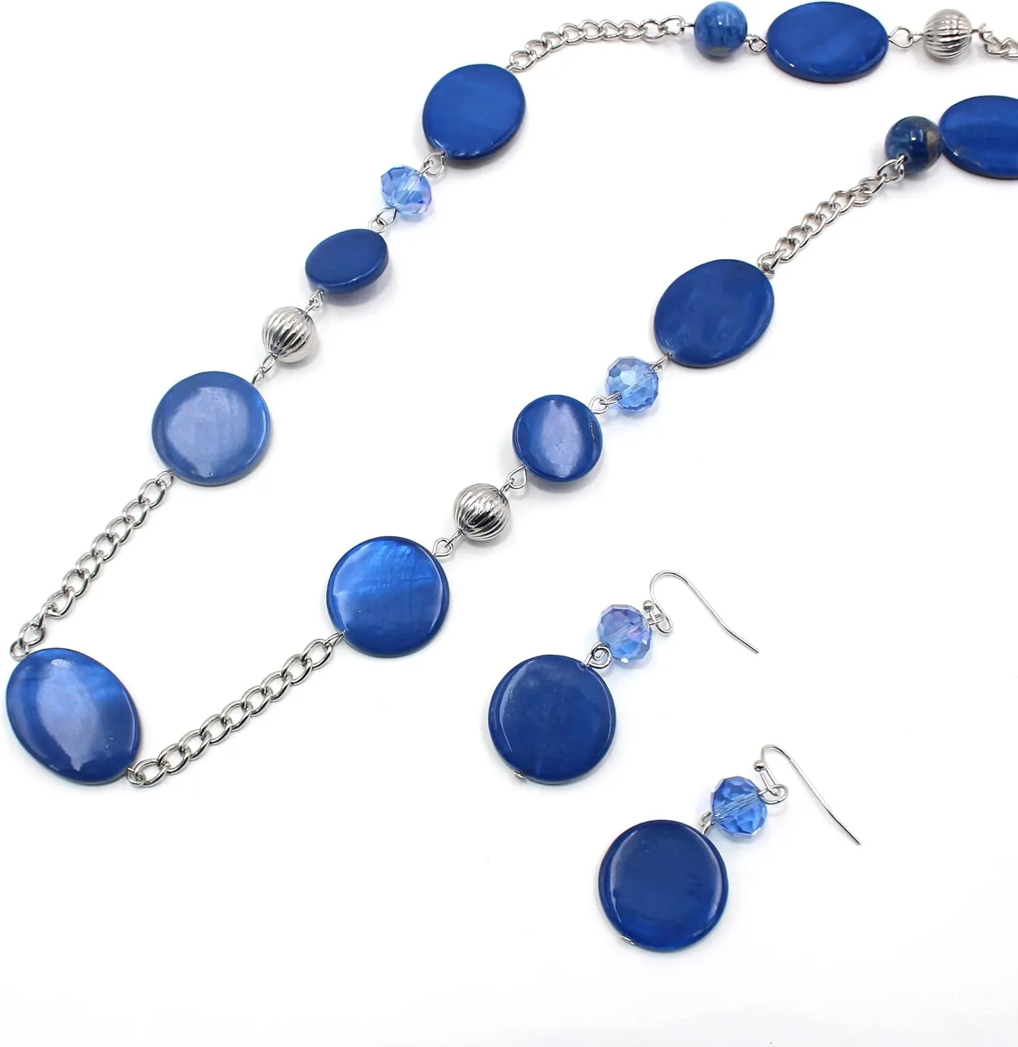 Long Bead Necklaces For Women Link Chain Multi Color Necklace Earring Set Shell Stone Beads Fashion Necklace Gift