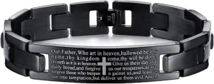 Lords Prayer Cross Bracelet for Men Women English Bible Verse Link Bracelets for Easter Christmas Father's Day Religious Bangle