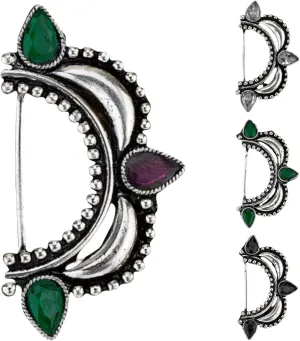 LoveNspire Indian Marathi Nath for Women Marathi Style Bow Oxidized Nose Ring Indian Jewelry Clip-On Bollywood Style Faux Pearl Non-Piercing Jewelry for Women Gift For Her - Marathi Bridal Nathani