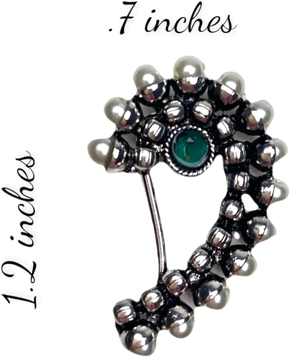 LoveNspire Indian Marathi Nath for Women Oxidized Pearl Marathi Nose Ring Clip-On Marathi Bridal Nathani Bollywood Style Faux Pearl Non-Piercing Jewelry for Women Gift For Her - Indian Jewelry Nose Ring