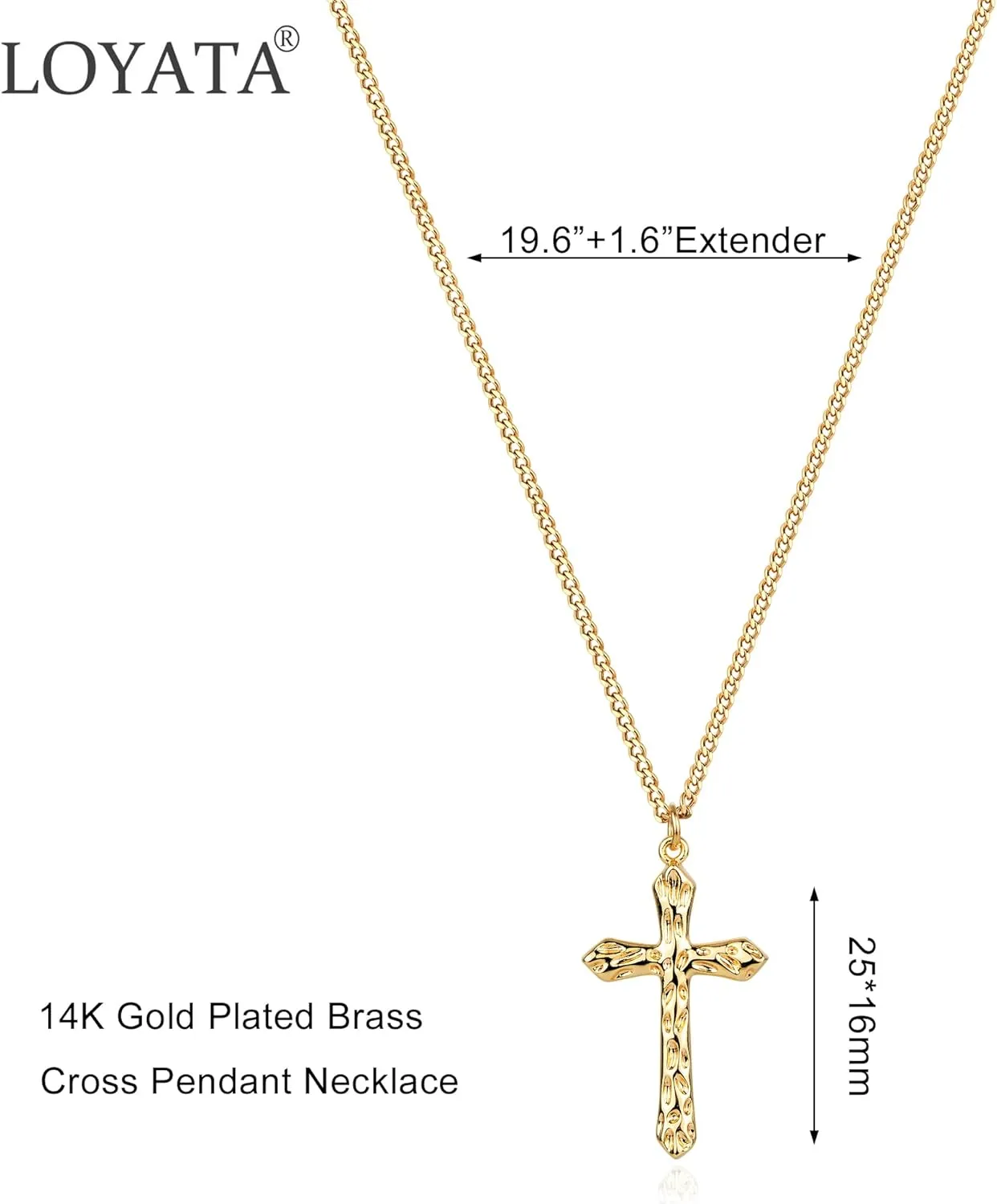 LOYATA 14K Gold Plated Cross Necklace for Women Dainty Evil Eye Pendant Necklace Simple Tiny Necklace Jewelry Gift