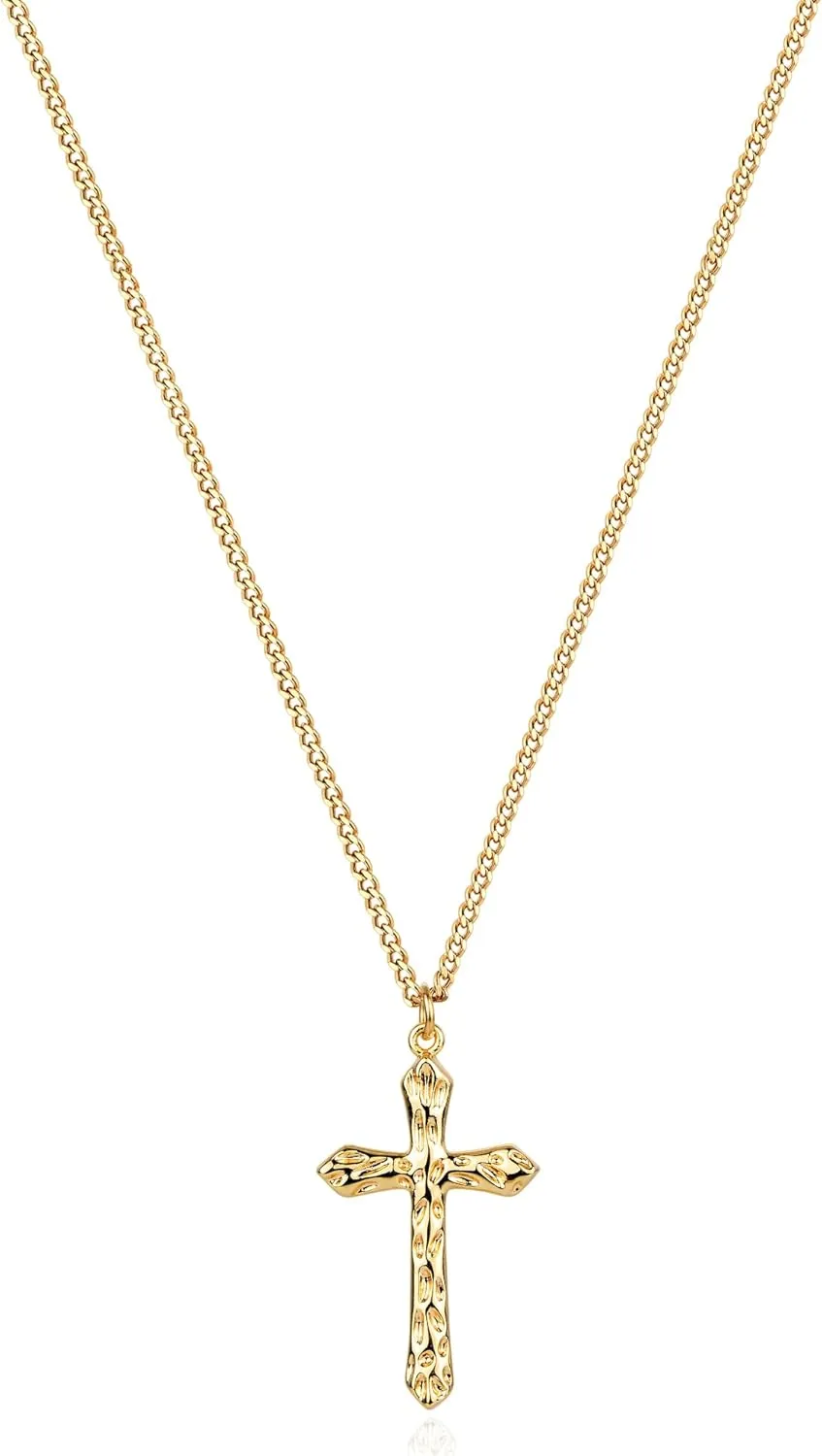 LOYATA 14K Gold Plated Cross Necklace for Women Dainty Evil Eye Pendant Necklace Simple Tiny Necklace Jewelry Gift