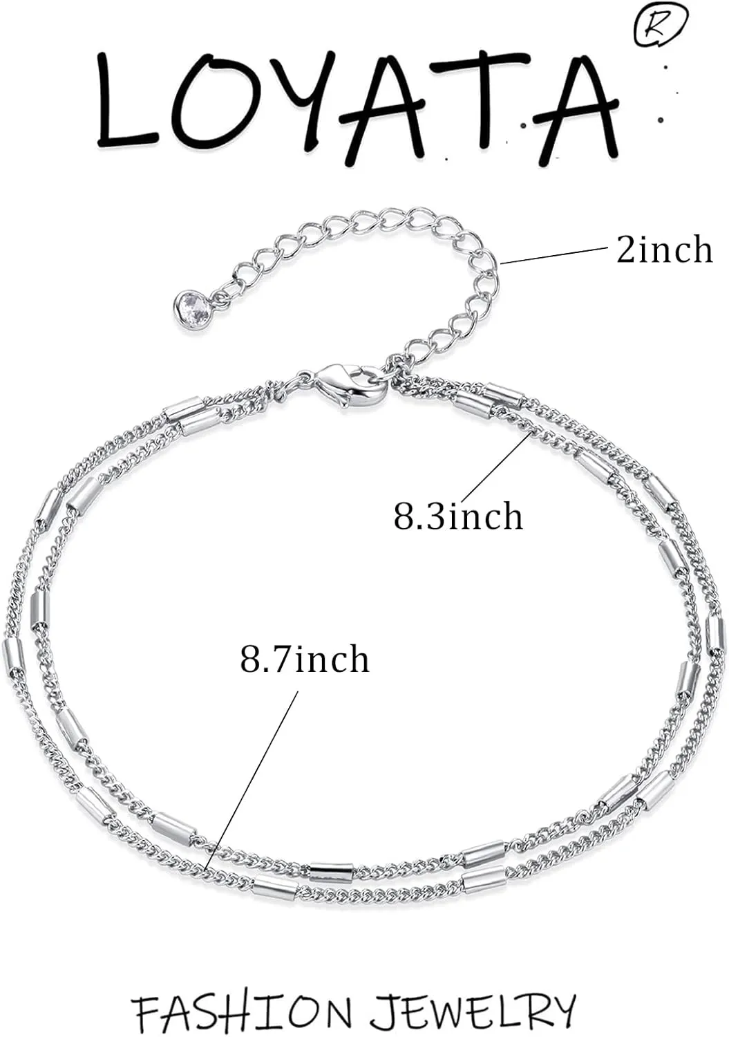 LOYATA Dainty Ankle Bracelet,14K Gold Plated Tiny Bead Anklet Dainty White Cubic Zirconia Cross Tassel Foot Chain Cute Lucky Moon Evil Eye Foot Jewelry Boho Anklets for Women