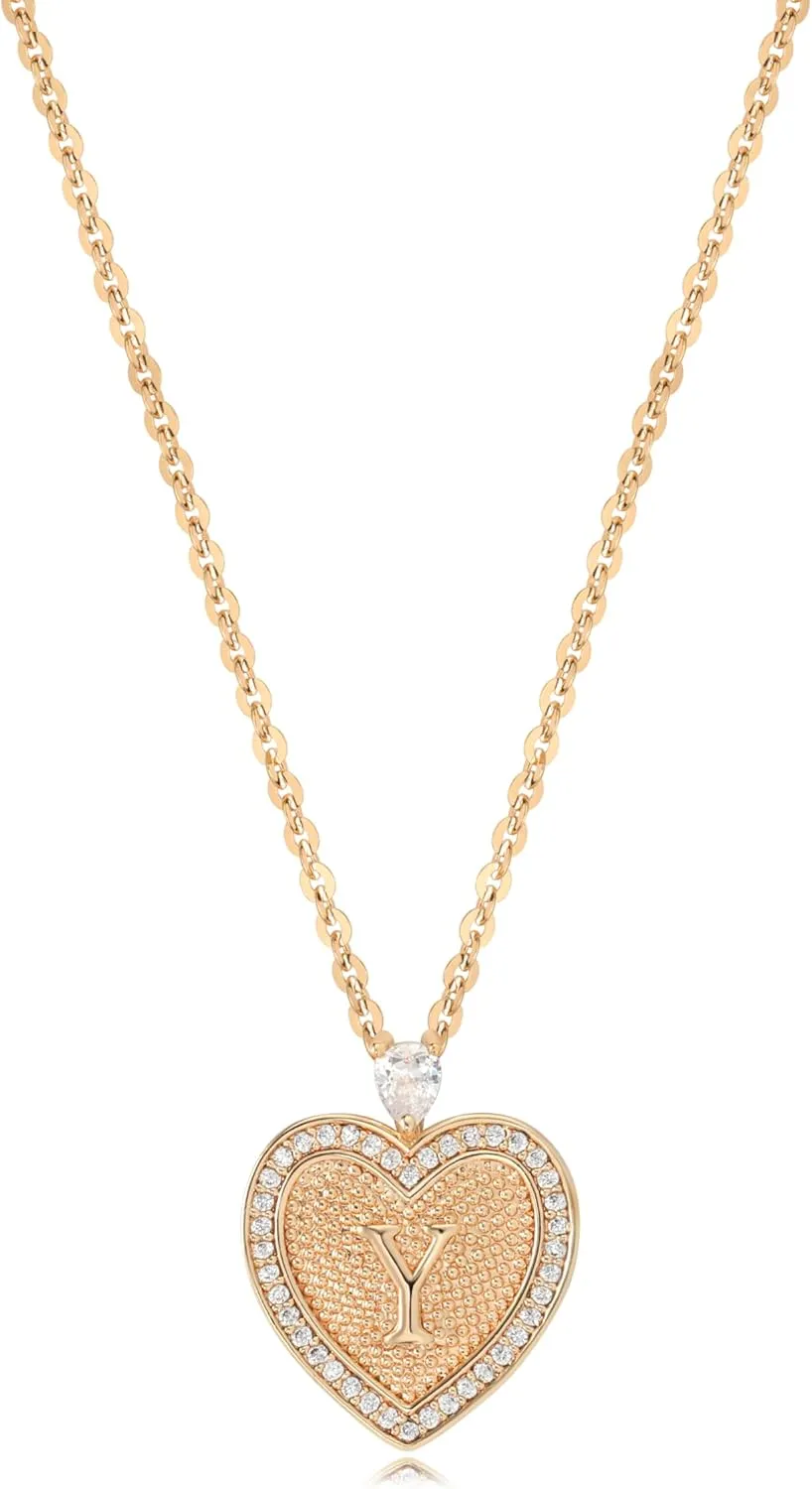 LOYATA Gold Heart Initial Necklace for Women14K Gold Plated Heart Diamond Letter Pendant Necklace Dainty Initial Necklaces for Women Custom Name Necklace Personalized Gold Jewelry for Women Gifts
