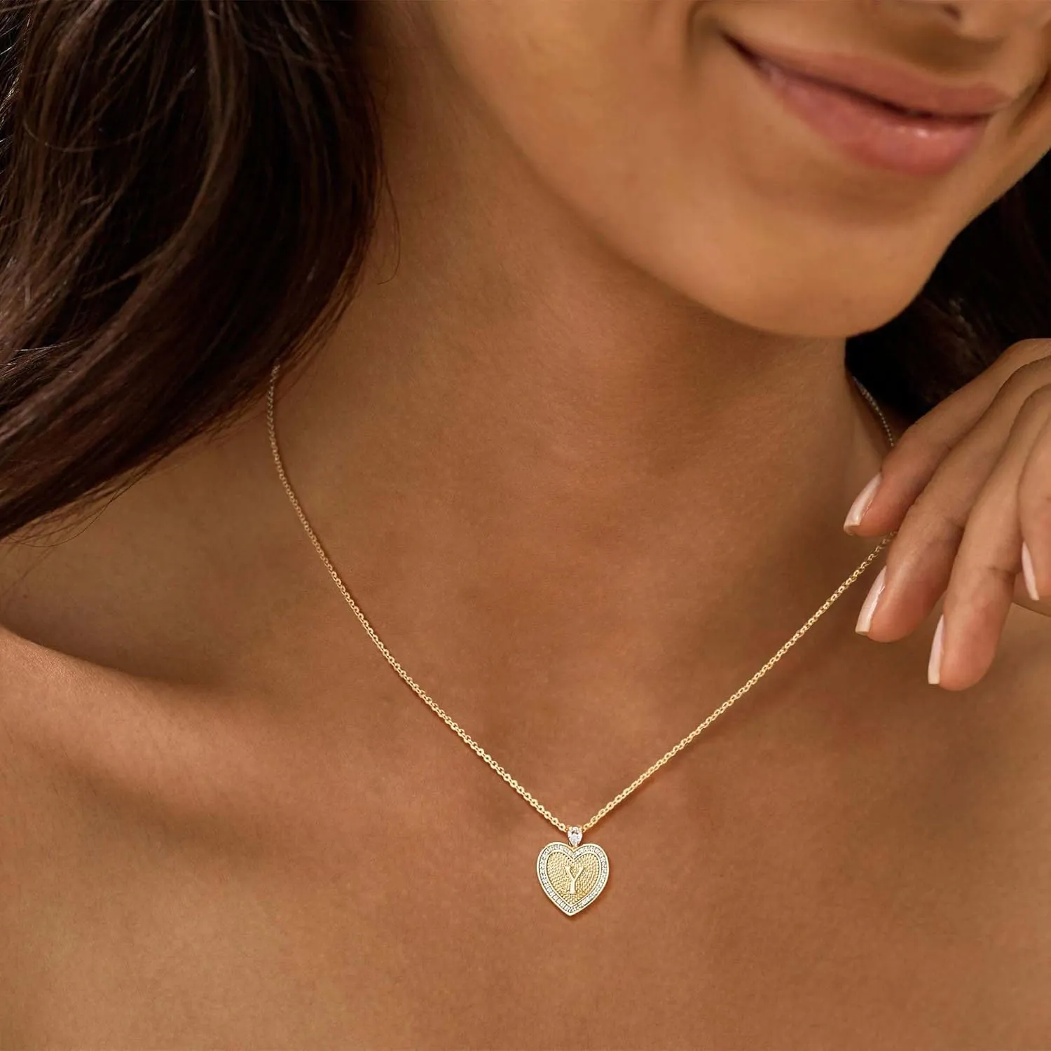 LOYATA Gold Heart Initial Necklace for Women14K Gold Plated Heart Diamond Letter Pendant Necklace Dainty Initial Necklaces for Women Custom Name Necklace Personalized Gold Jewelry for Women Gifts