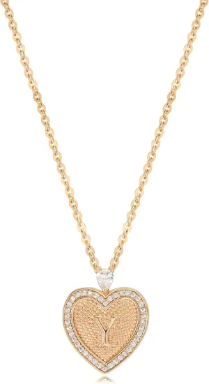 LOYATA Gold Heart Initial Necklace for Women14K Gold Plated Heart Diamond Letter Pendant Necklace Dainty Initial Necklaces for Women Custom Name Necklace Personalized Gold Jewelry for Women Gifts