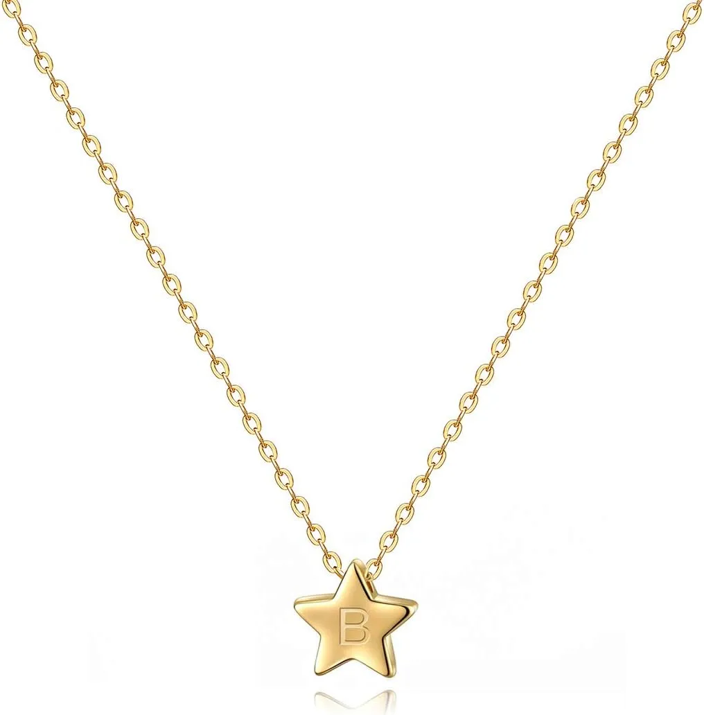 LOYATA Initial Necklace Gold Pendant 14K Gold Plated Dainty Chain Personalized Jewelry Gift for Women