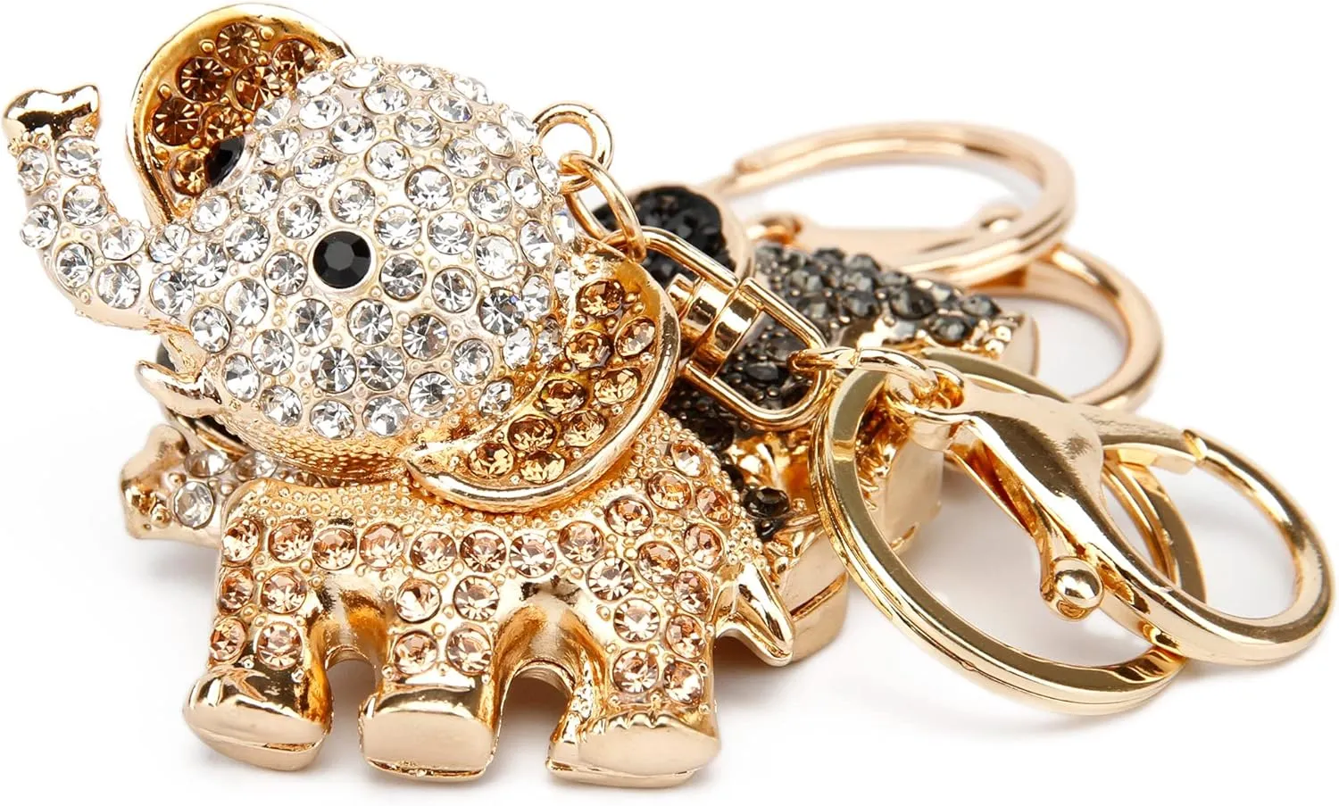 Lucky Elephant Keychain Rhinestone Key Chain for Women Car Purse Handbag Charm
