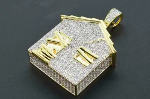 Luxury Mens Custom Pendant  1.75ct Moissanite Trap House Design  Silver Hip Hop Iced Out Pendant  Stylish Simulated Diamond Charm for Men