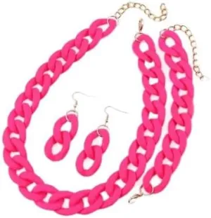 Macaron Necklace Bracelet Earrings Set for women Multicolor Chunky Oval Link Punk Hip HopChain Necklace Rainbow Surfer Beach Bracelets Exaggerated 7080S Party Accessories Summer Jewelry