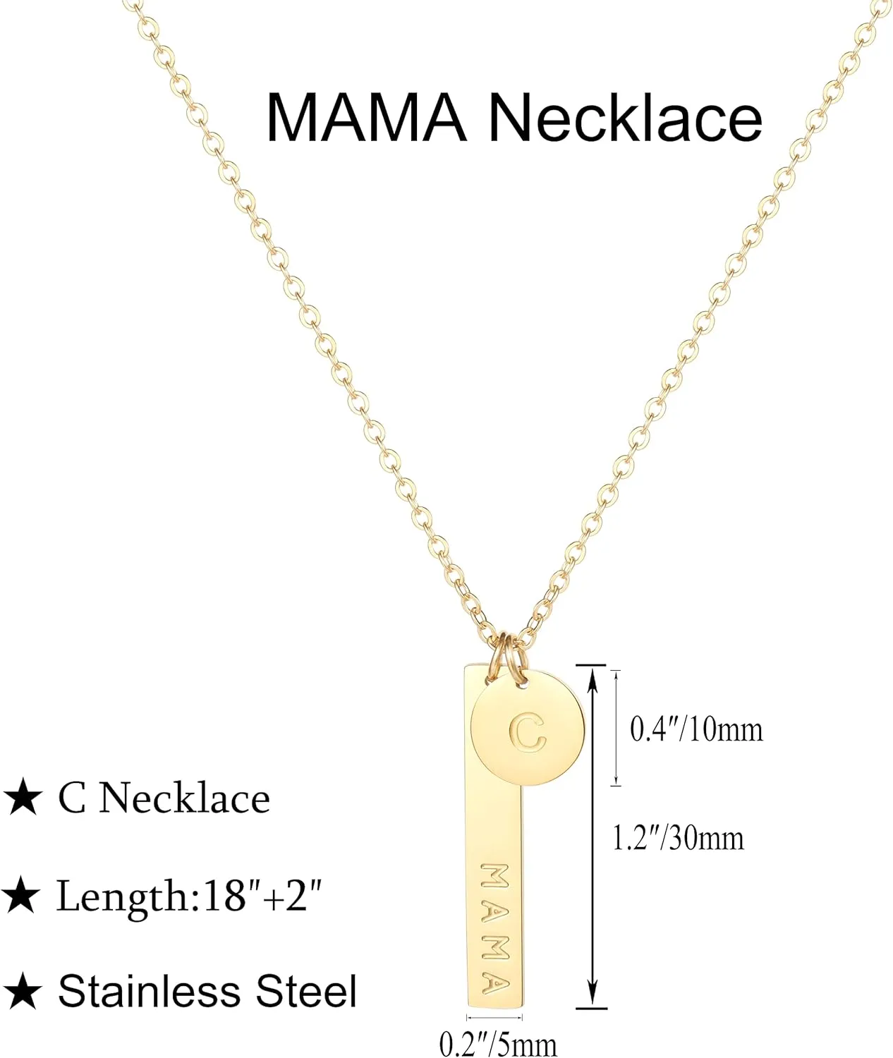MAMA Necklace,Initial Necklace,mama necklaces for women,18K Gold Plated Mama Necklace,Mothers Day Gifts