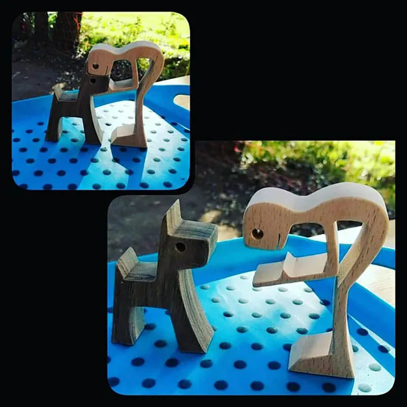 Man and Dog Wood Sculpture Ornaments