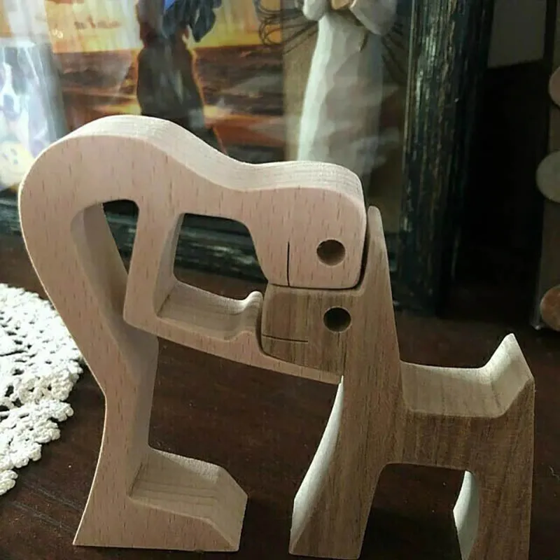 Man and Dog Wood Sculpture Ornaments