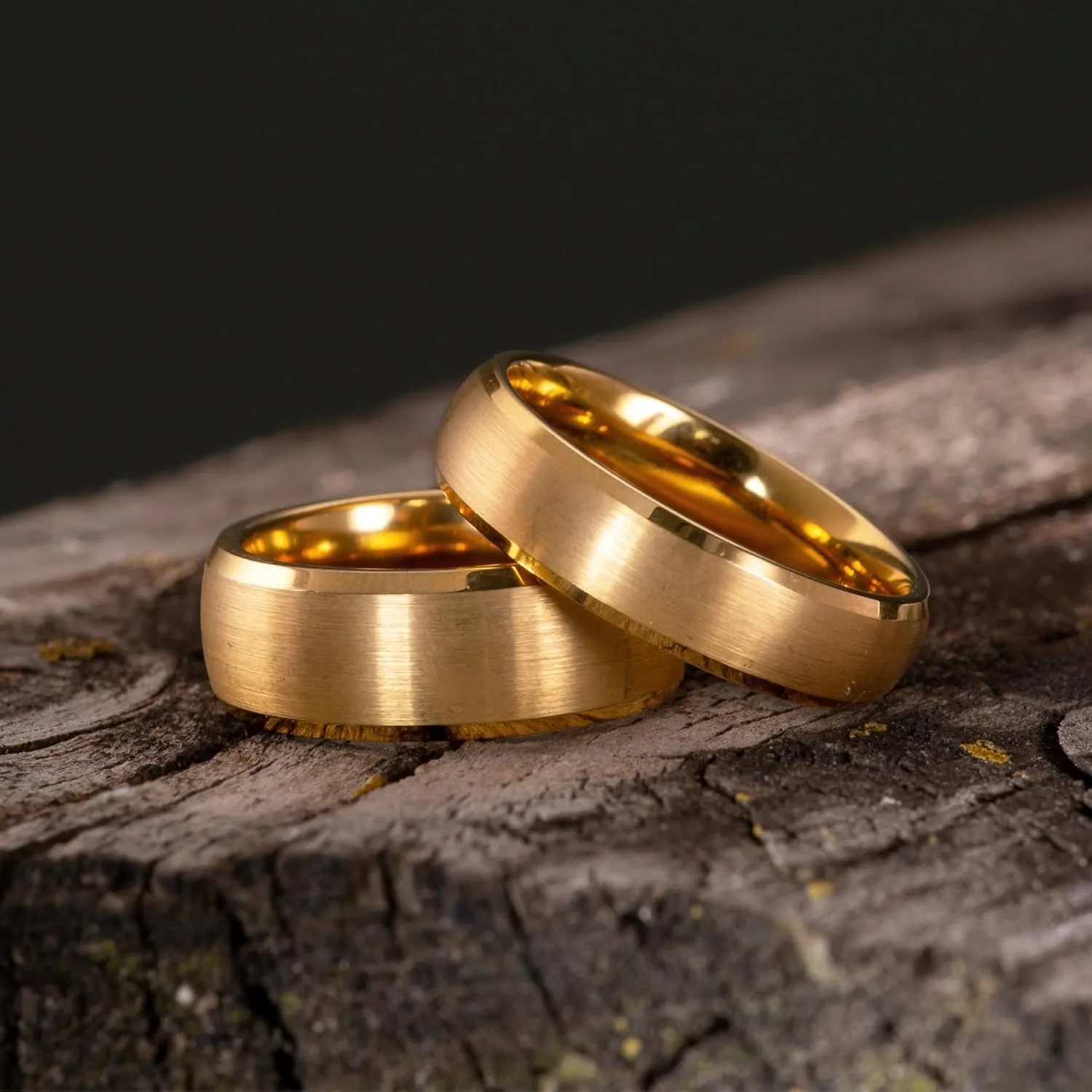 Manly Bands: Mens 14K Yellow Gold Plated Wedding Bands and Rings - Gold Plated Tungsten Comfort Fit and Stylish Rings for Men, Free Silicone Ring Included