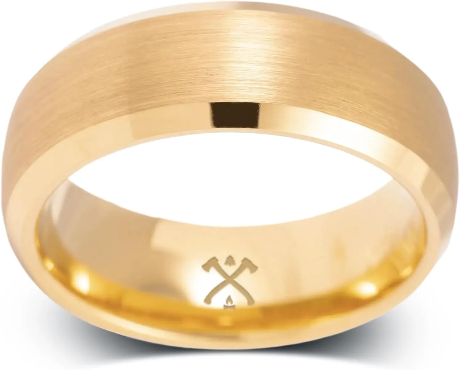 Manly Bands: Mens 14K Yellow Gold Plated Wedding Bands and Rings - Gold Plated Tungsten Comfort Fit and Stylish Rings for Men, Free Silicone Ring Included