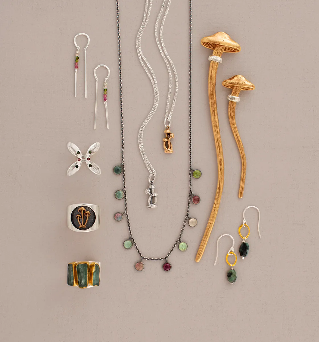 Many Moons Necklace in Multicolor Tourmaline