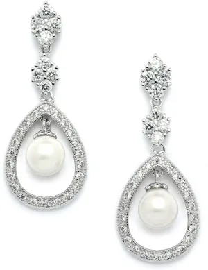 Mariell Pearl Bridal Wedding Earrings for Bride, Pearl Jewelry for Bridesmaid, Prom, Mother of the Bride