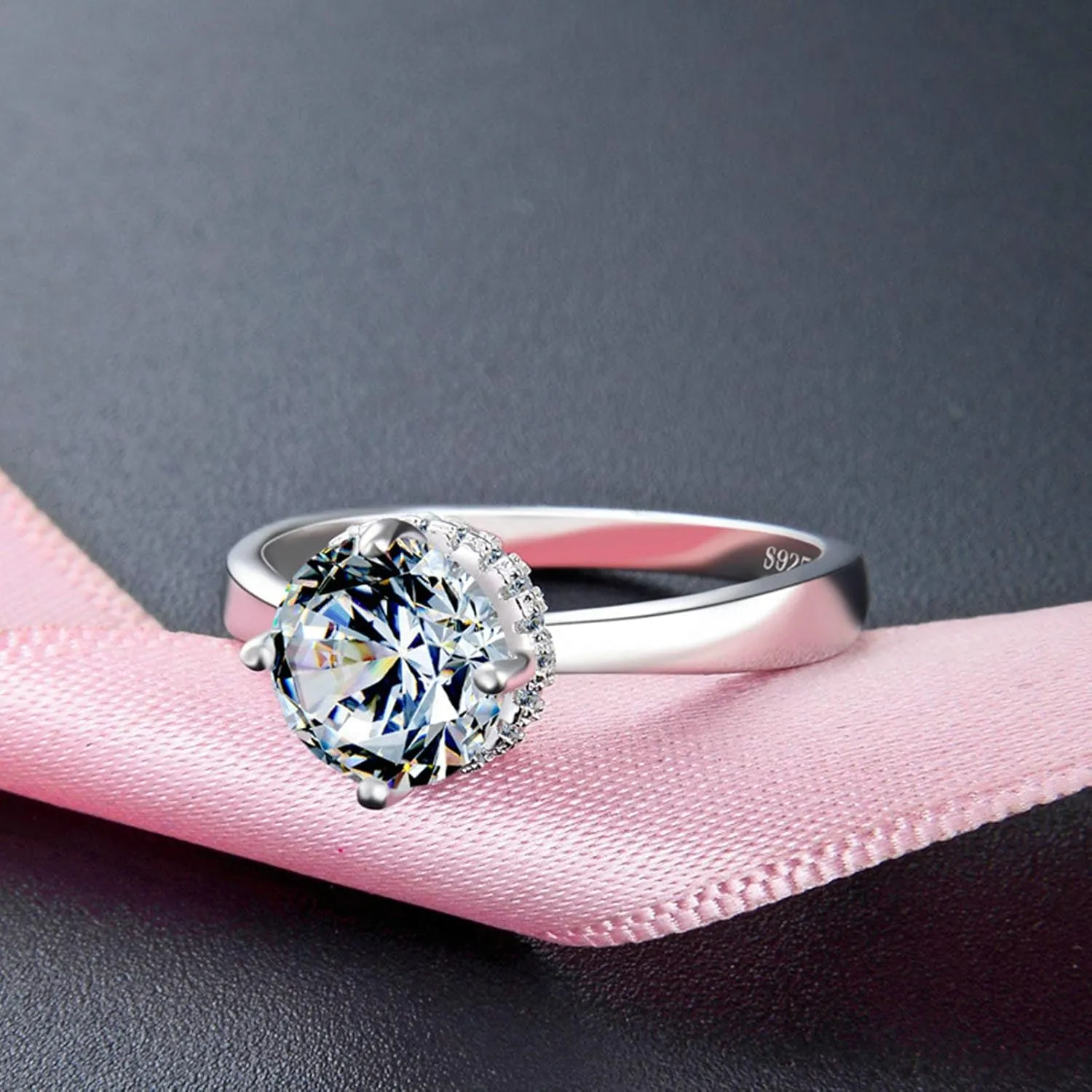Matching Couple Ring Sets for Women & Men Silver Cubic Zirconia Round Brilliant Shape Ring