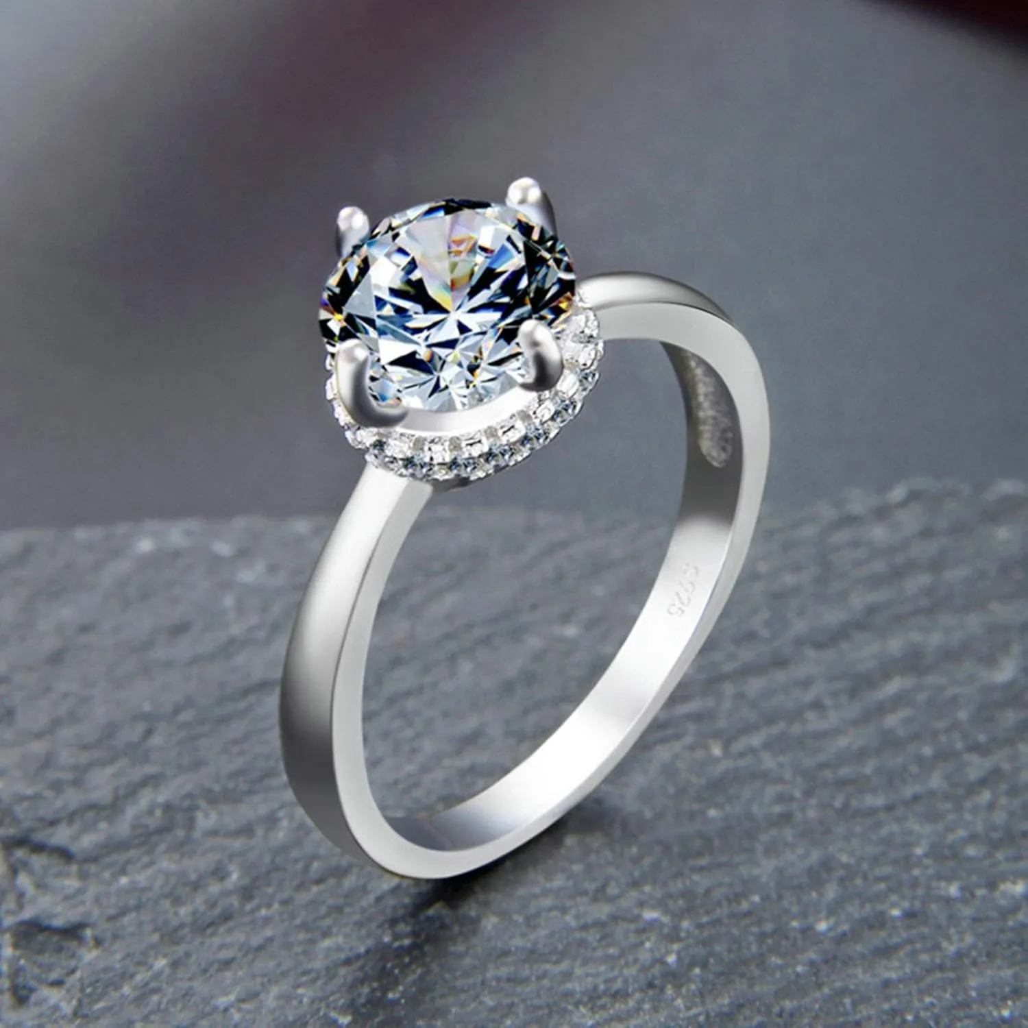 Matching Couple Ring Sets for Women & Men Silver Cubic Zirconia Round Brilliant Shape Ring