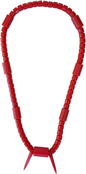 Mbariket - African Traditional Wedding Red Beads Beaded Necklace, Imported from Nigeria (James)