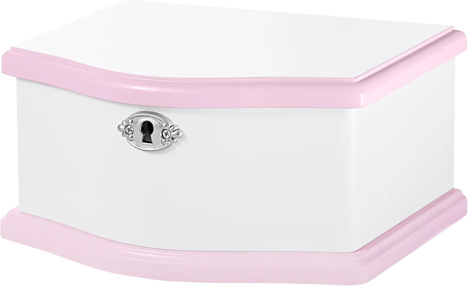 Medium Ballerina Musical Jewelry Box with Mirror for Girls,Kid's Jewelry Storage Music Chest- (white/pink)