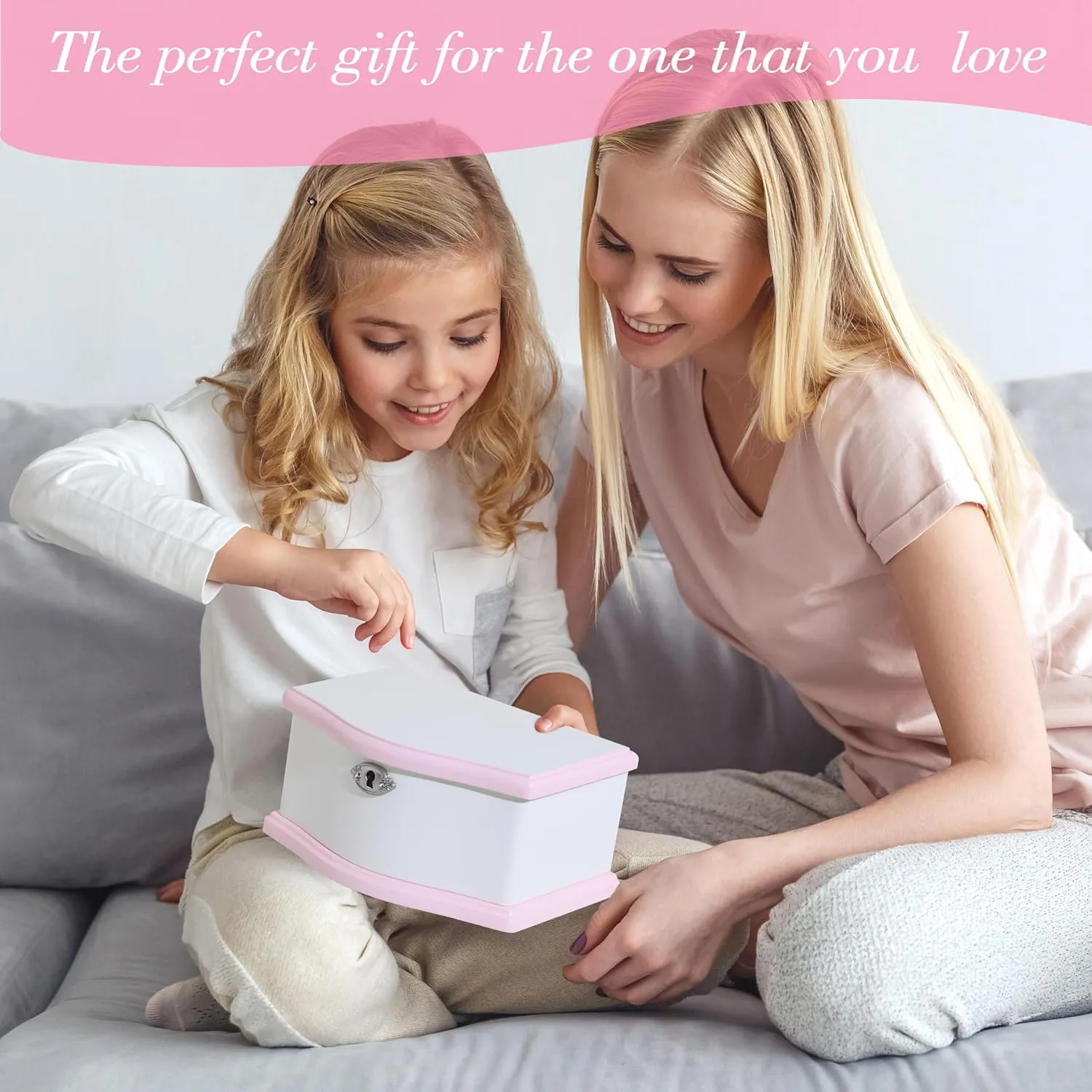 Medium Ballerina Musical Jewelry Box with Mirror for Girls,Kid's Jewelry Storage Music Chest- (white/pink)