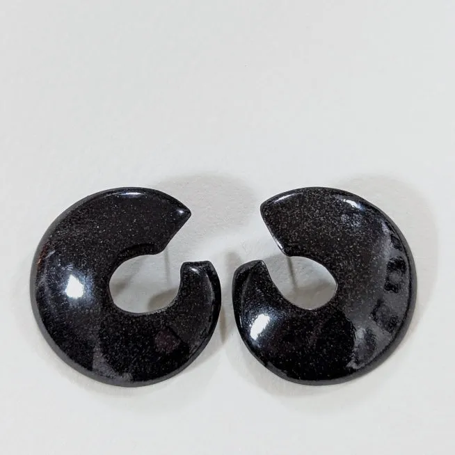 Medium Black Organic Hoops
