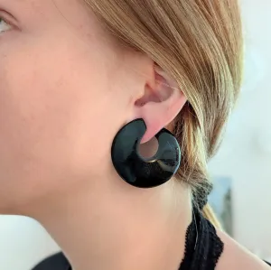 Medium Black Organic Hoops