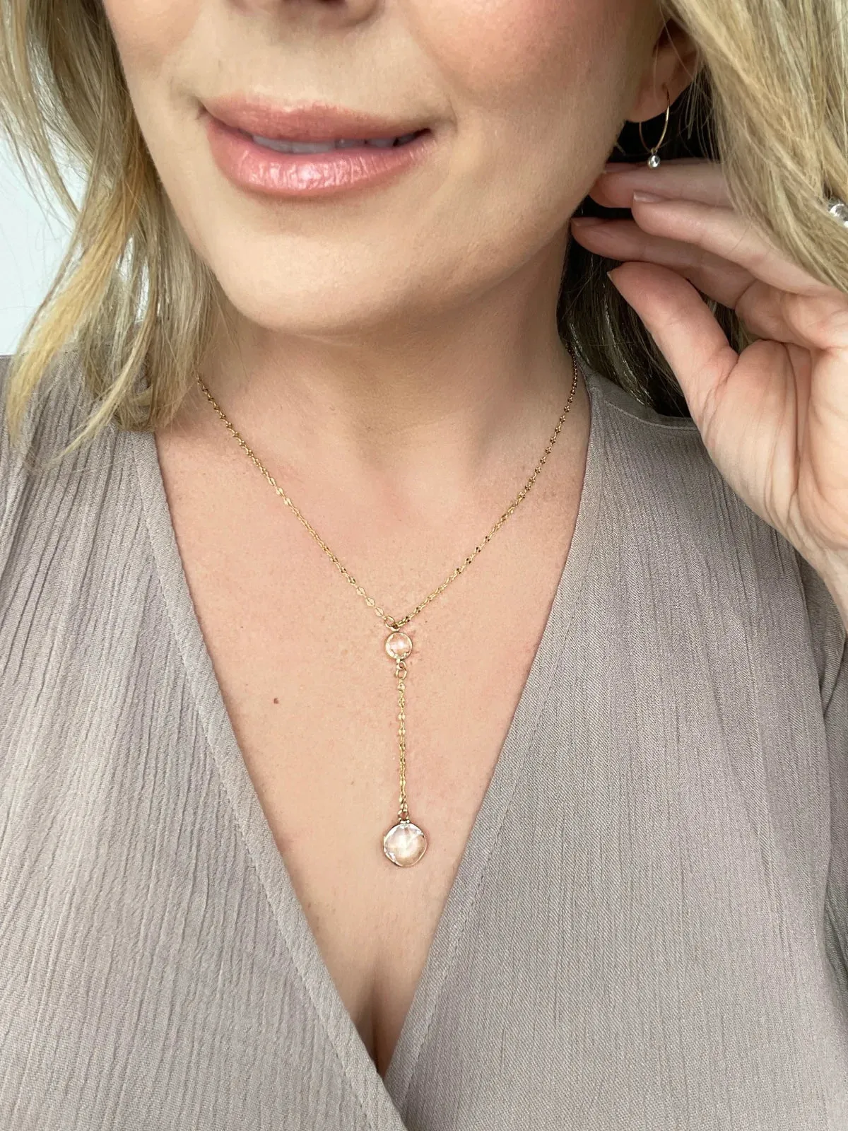 Melania Clara Crystal Y Necklace