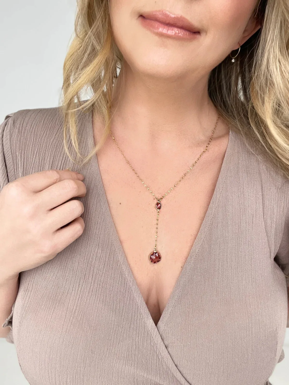 Melania Clara Crystal Y Necklace