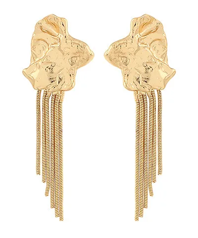 Melanie Hammered Organic & Fringe Earrings