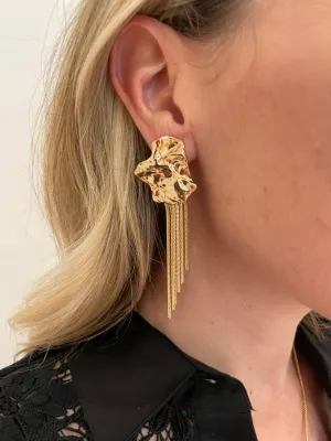 Melanie Hammered Organic & Fringe Earrings