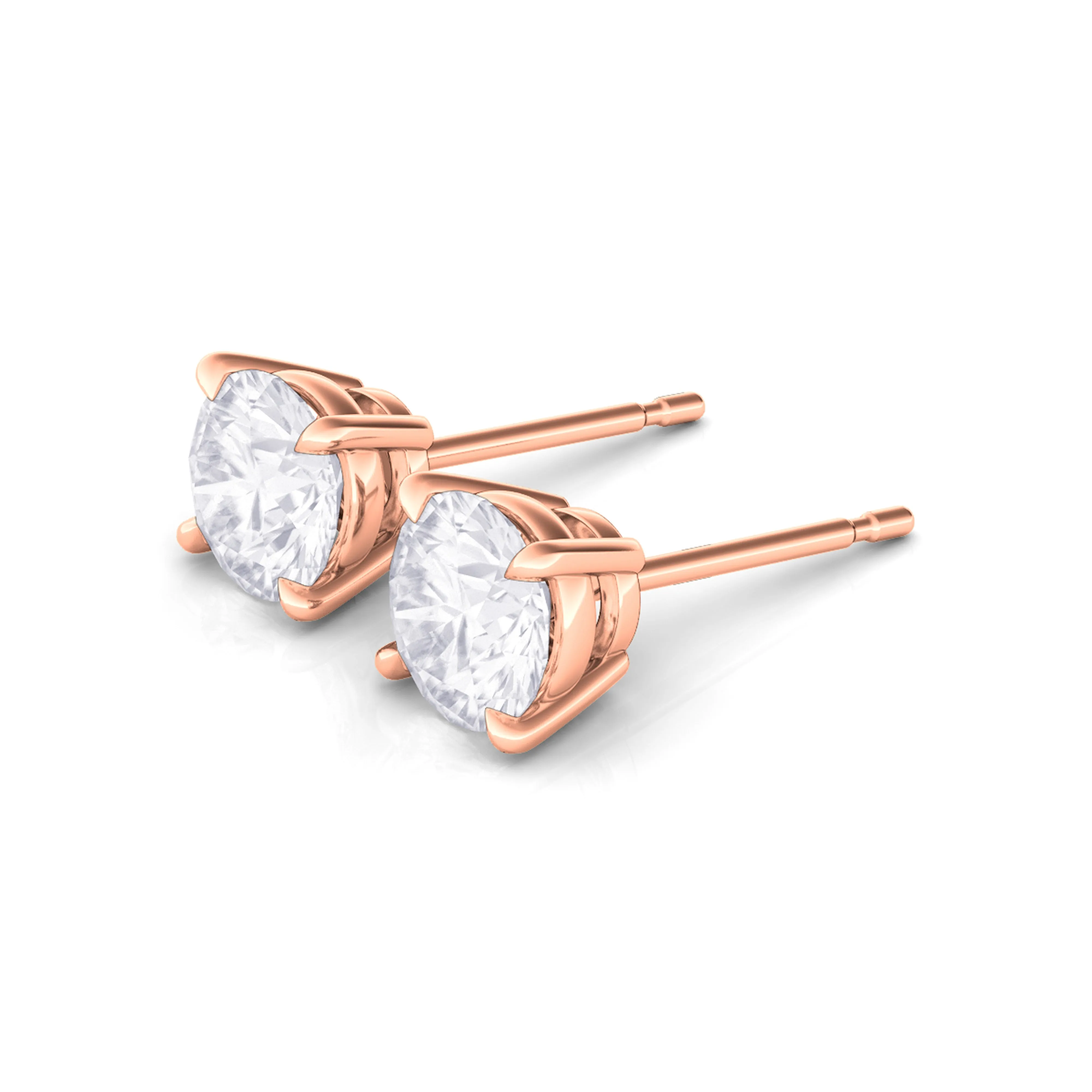 Men's 4 Prong Round Brilliant Diamond Stud Earrings