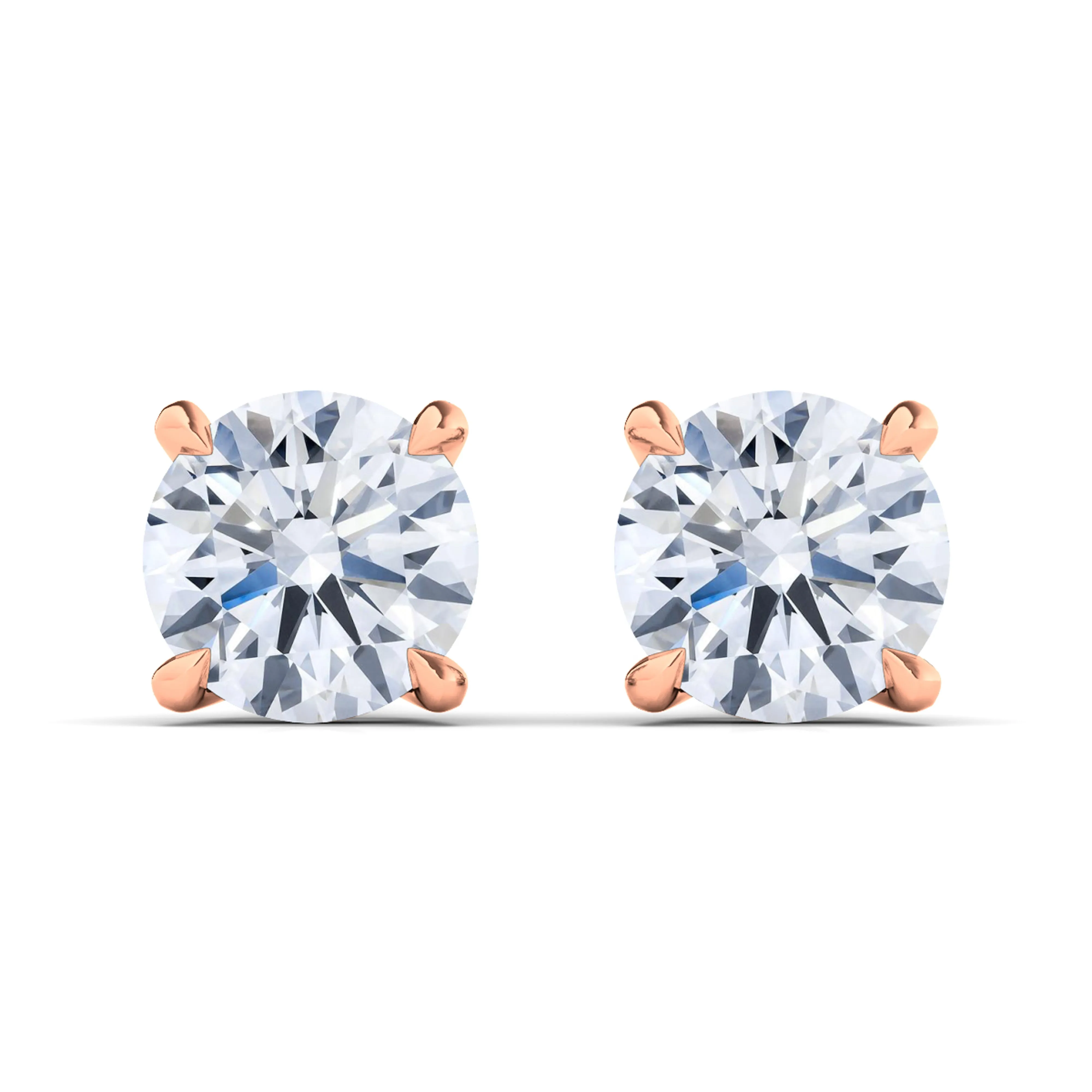 Men's 4 Prong Round Brilliant Diamond Stud Earrings