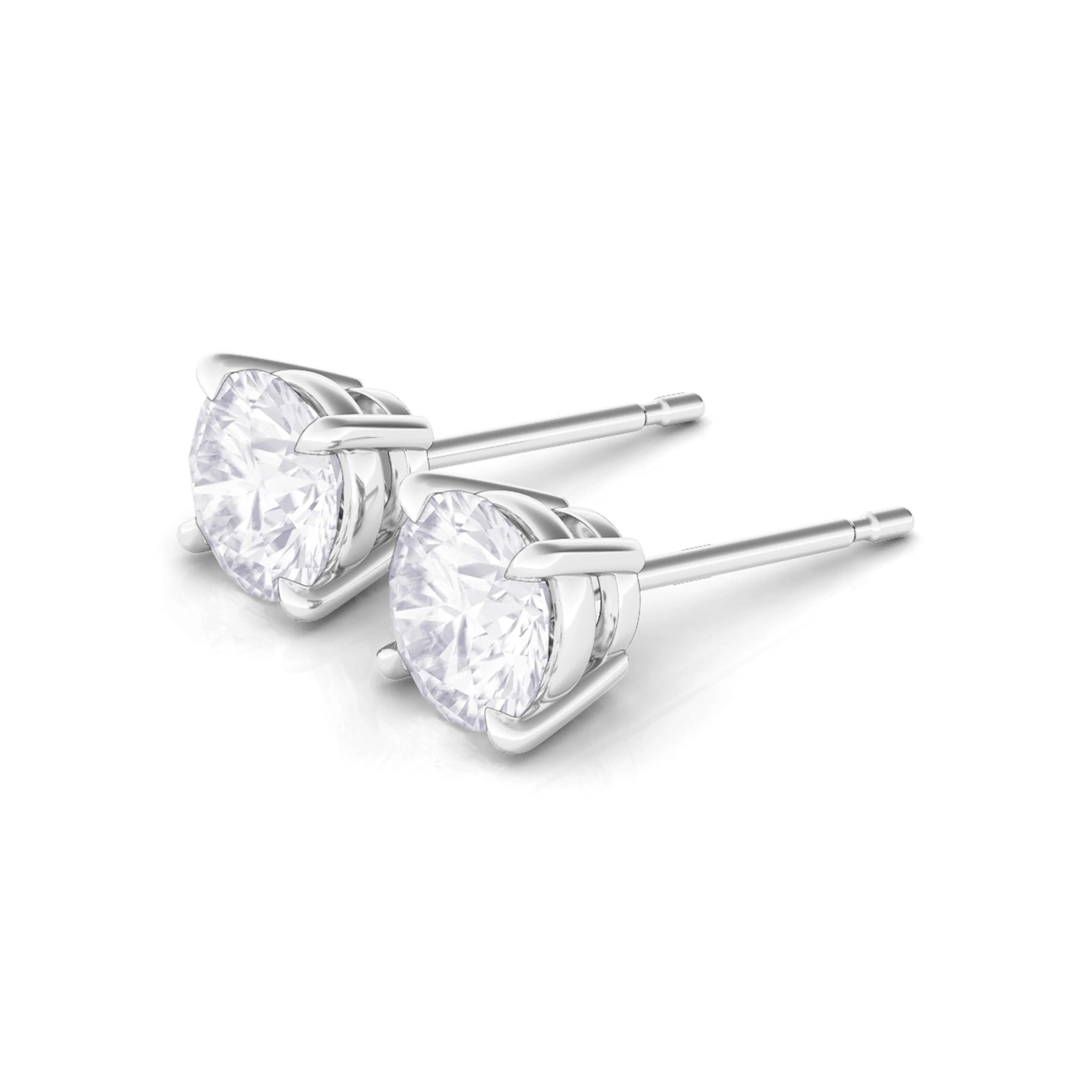 Men's 4 Prong Round Brilliant Diamond Stud Earrings