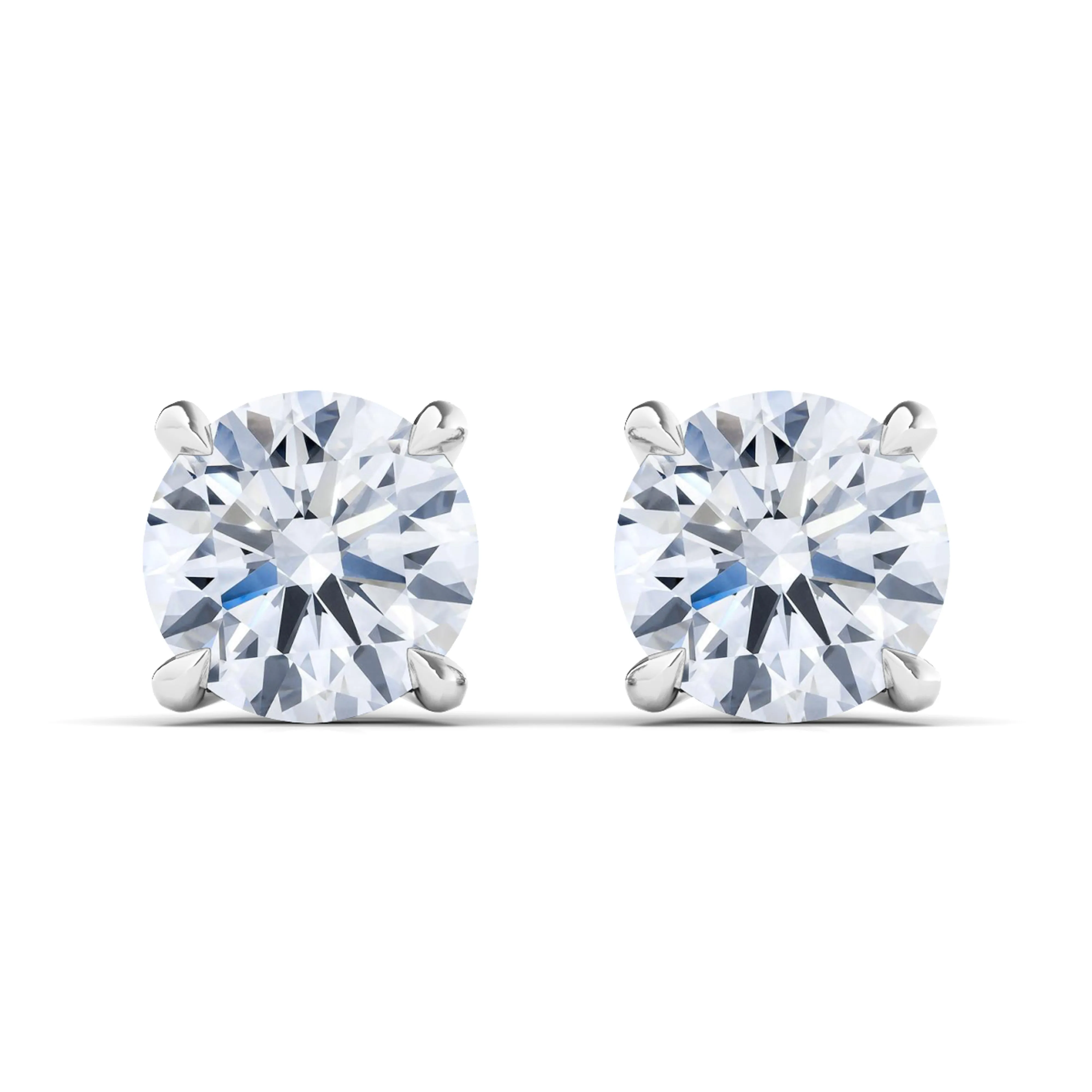 Men's 4 Prong Round Brilliant Diamond Stud Earrings