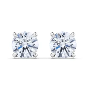 Men's 4 Prong Round Brilliant Diamond Stud Earrings