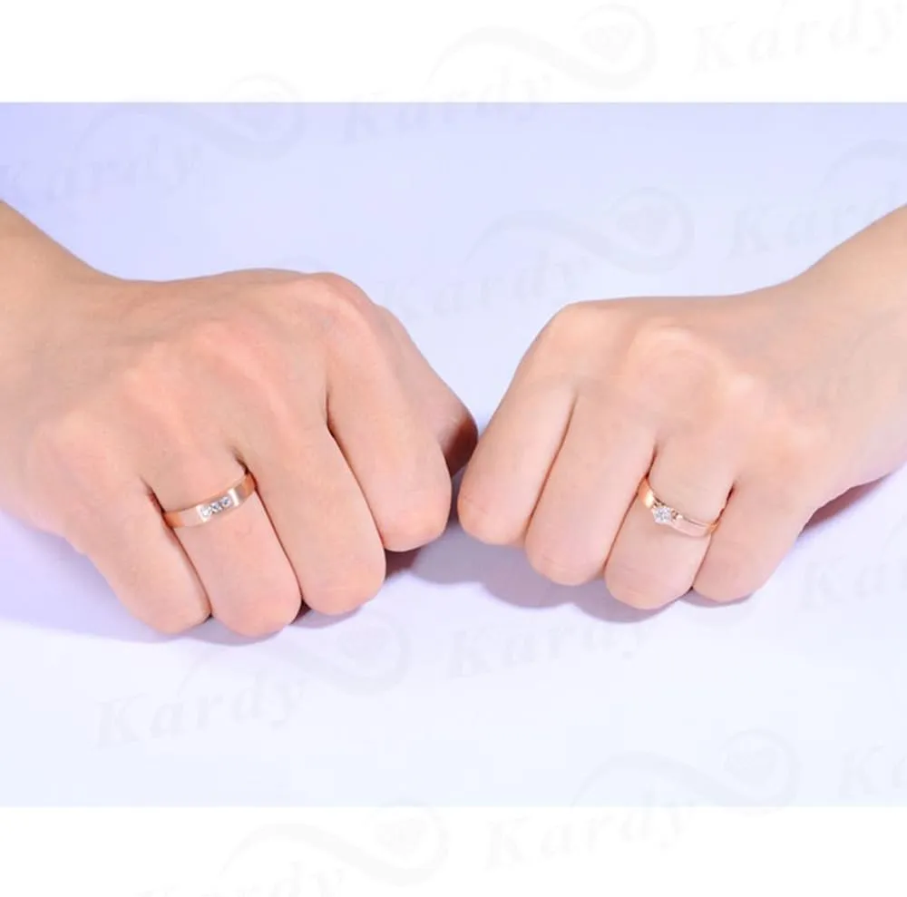Men's and Women's Unique Fashion Natural Pave Diamond 14K Solid Rose Gold Wedding Engagement Promise Couple Ring Set(0.167cttw,G-H Color,VS-SI1 Clarity)