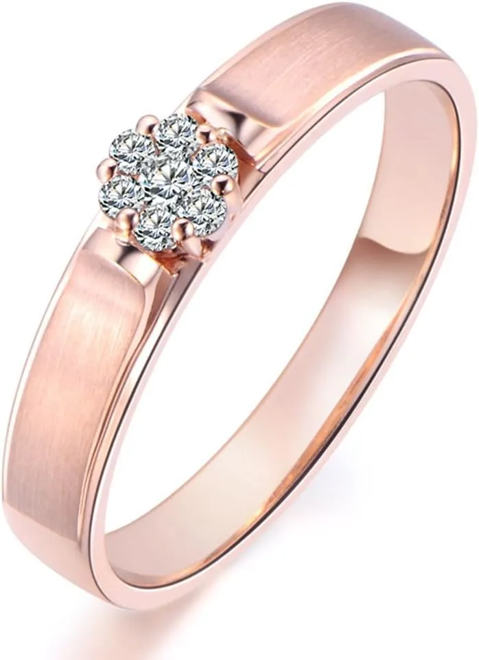 Men's and Women's Unique Fashion Natural Pave Diamond 14K Solid Rose Gold Wedding Engagement Promise Couple Ring Set(0.167cttw,G-H Color,VS-SI1 Clarity)