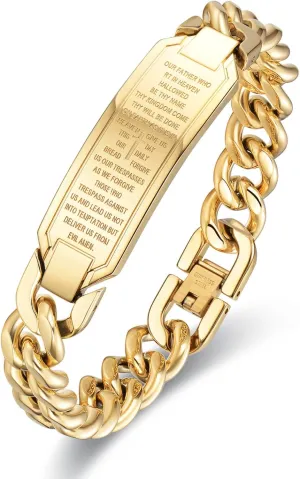 Men's Christian Bracelet, Elegant Catholic Bracelet for Men with Bible Verse and Cross Design, Ideal Mens Christian Bracelet for Devotion and Faith
